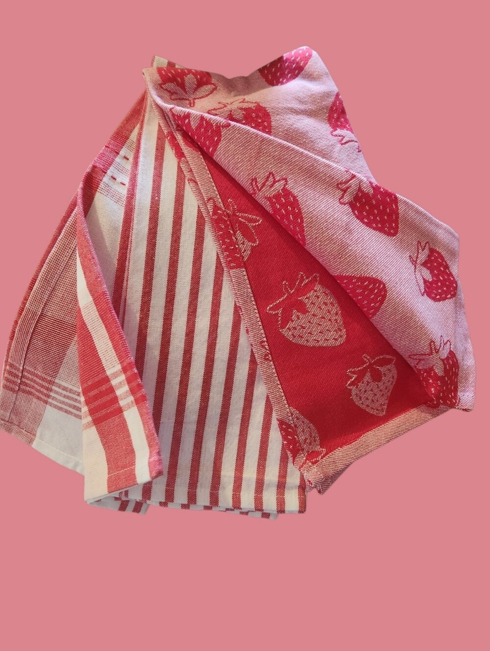 Hobby Lobby Strawberry,  Stripe And Plaid Tea Towels - Set Of 3 - Picture 4 of 4